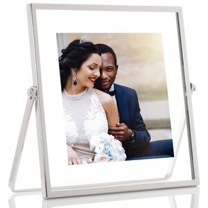 Lawrence Frames Silver Metal Easel Float Picture Frame 4×4 NEW‎